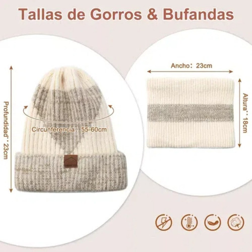 Gorro De Punto De Invierno Cálido Conjuntode Gorro Y Bufanda