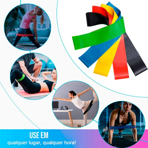 Imagem 4 de 8 de Kit 5 Mini Band Elástico Exercício Academia Treino Em Casa