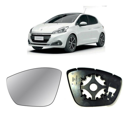 Lente Com Base Retrovisor Peugeot 208/2008 Esquerdo