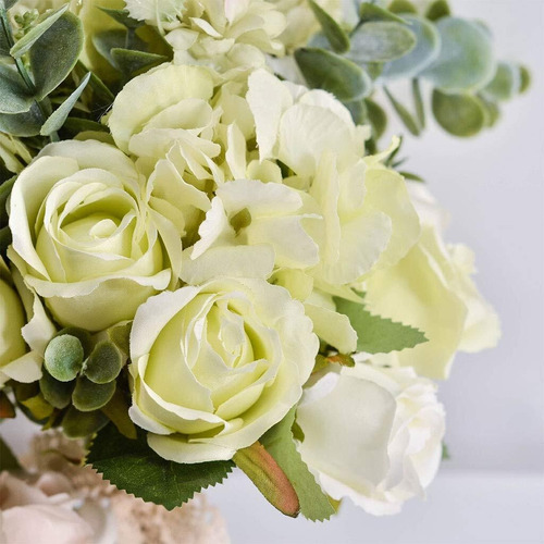 Ramo De Novia De Boda Hojas De Eucalipto Rosa Artificial
