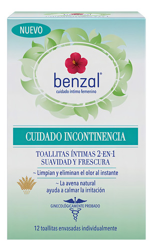 Toallitas Íntimas Benzal 2 En 1 Con 12 Toallitas
