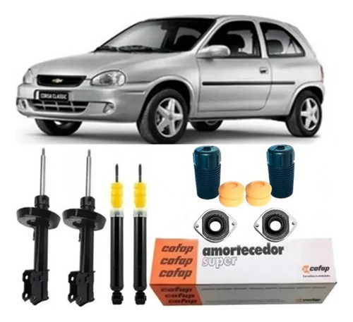 4 Amortecedor + Kits Corsa Celta Prisma 2009 2010 2011 2012