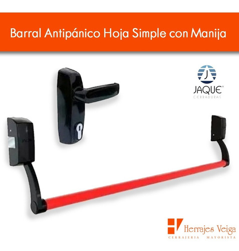 Imagen 2 de 10 de Barral Antipánico Jaque Puerta Hoja Simple Llave Manija Gtia