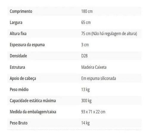 Imagem 3 de 7 de Maca Legno Modelo Vega 65cm Portátil Com Reforço Cabo De Aço