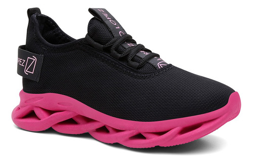 Tênis Sport Esportivo Feminino Preto/rosa Norte  Confortavel