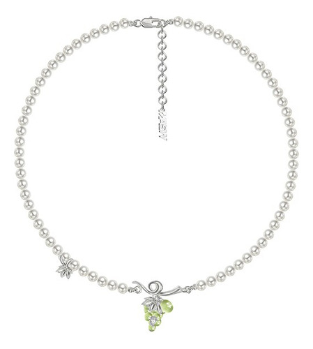 Masw-collar Con Colgante De Uva Verde Perla Dulce  Simulated