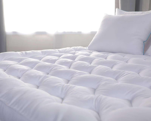 Soñare Cubre Colchón Matrimonial + Dúo Almohadas Zipper Blanco Liso Matrimonial