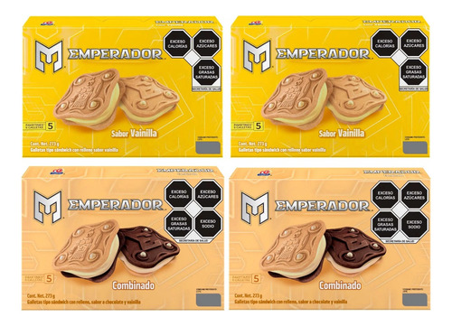 Galletas Gamesa Emperador Paq C/4 Cajas Vainilla Y Combinado
