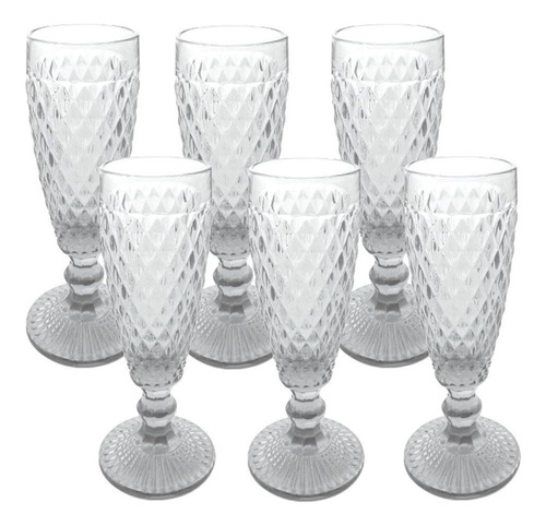 Jogo De Taças De Champagne Mimo Style 6 Peças Clear Verre