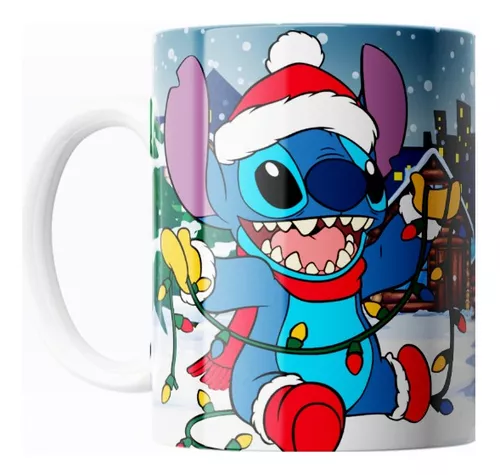 Taza De Cerámica Navideña Stitch Disney 325ml Diseño 117