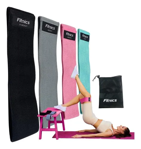 comprar Bandas Resistencia Elasticas Tela Fitnics Ejercicio Set X 4 Color Multi