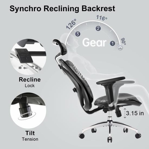 Sihoo M57 Silla De Oficina Ergonómica Con Reposabrazos De 3
