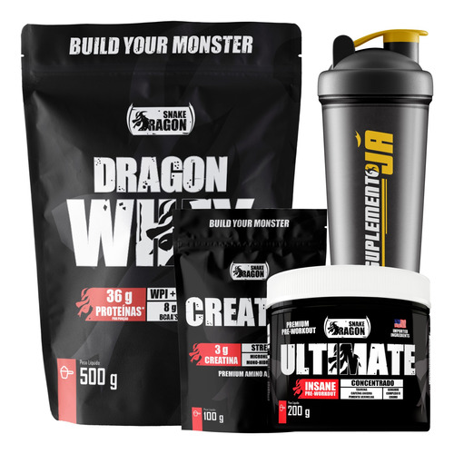 Kit Whey Isolado + Creatina + Pré Treino Importado + Coq