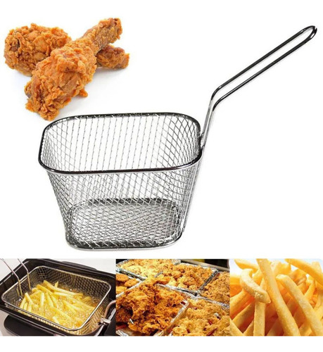 Kit 5 Mini Cesto Em Inox 14x11x7 Batata Frita Frango Churros