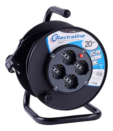 comprar Alargue Enrollador Electraline 20mts - 4 Tomas Schuko H Y T
