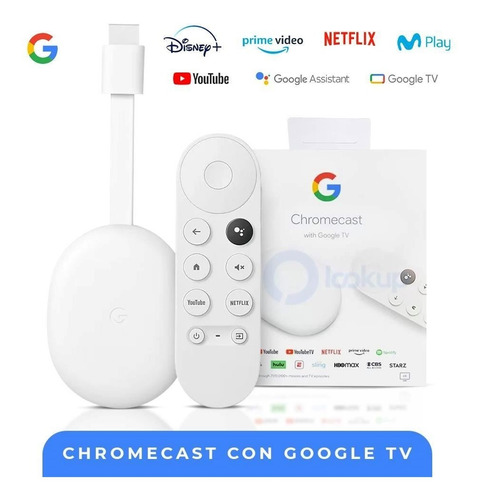 Imagen 2 de 9 de Google Chromecast 4 8gb 2gb 4k Control Remoto Y Control Voz