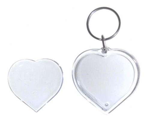 100 Llaveros Acrilicos Portafotos Corazón 4.8 X 5cm Calidad