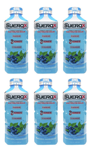 Suerox Bebida Hidratante Mora Azul Hierbabuena 630ml Pack 6p