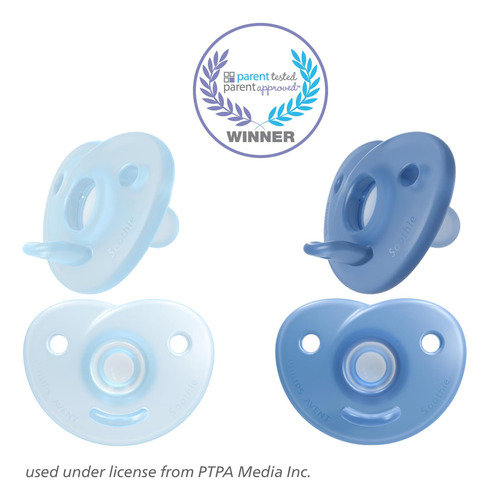 Philips Avent Soothie Heart Pacifier, Azul, 0-3 Meses, 4 Paq