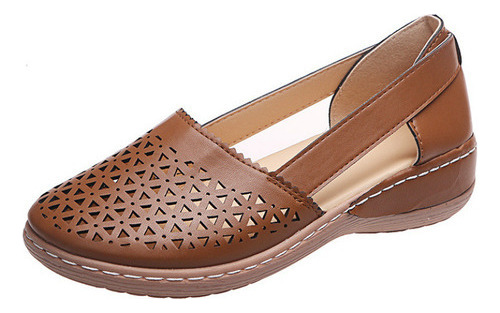 Zapatos De Cuero Cómodos E Informales For Mujer, Talla Gran