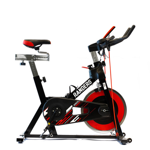 Bicicleta Fija De Spinning Con Bandas Y Disco 18kg Randers Color Negro/Rojo