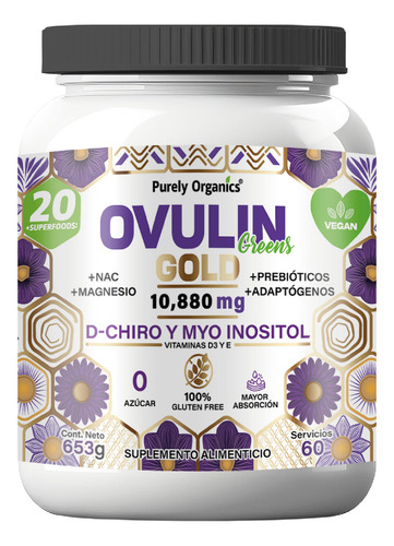 Ovulin Greens Gold: Antioxidantes Vitaminas Inositol 60 Serv Sabor Natural