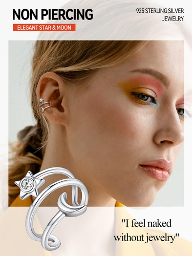 Pendientes De Oreja De Estrella Y Luna Para Mujer, Pendiente