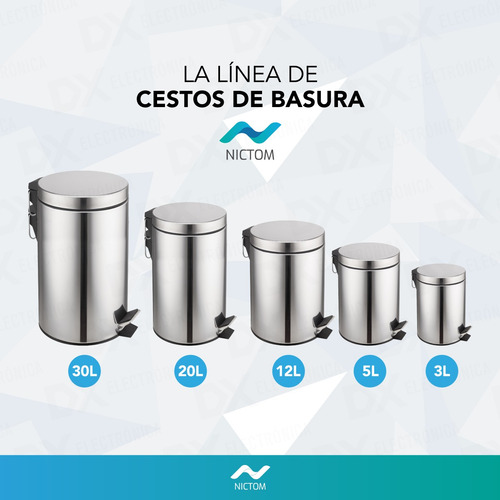 Tacho De Basura 3 Lts Nictom Acero Inoxidable Cestos