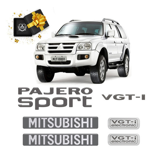 Adesivos Pajero Sport Vgt-i 2009 Mitsubishi Emblemas Grafite