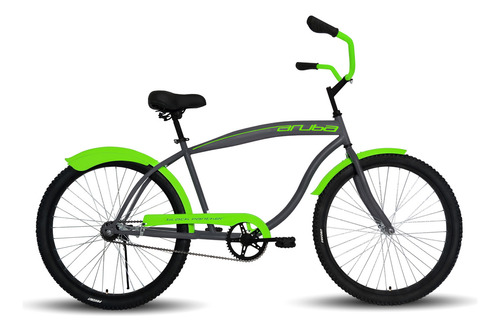 Bicicleta Cruiser Retro Aruba Black Panther Rodada 26 Urbana Color Verde Neón