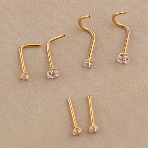 . 5 Piezas Acero Inoxidable Circón Cristal Tornillo Nariz