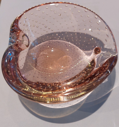 Cuenco Cristal Murano Bullicante Burbuja Aire Salmón Rosa