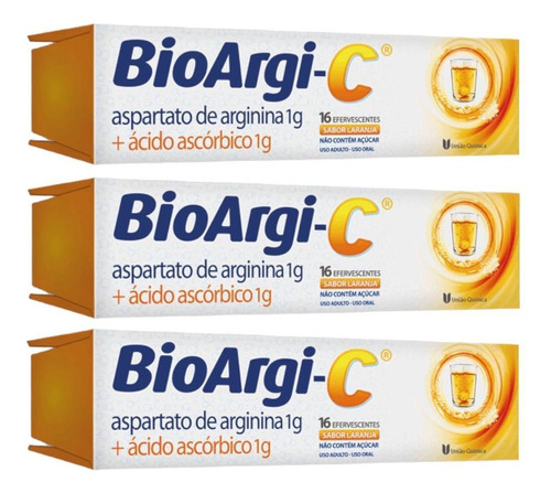 Kit 3 Unidades Bioargi C 16 Comprimidos Efervescentes