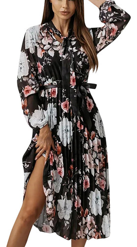 Vestido Casual Plisado Con Estampado Floral For Mujer