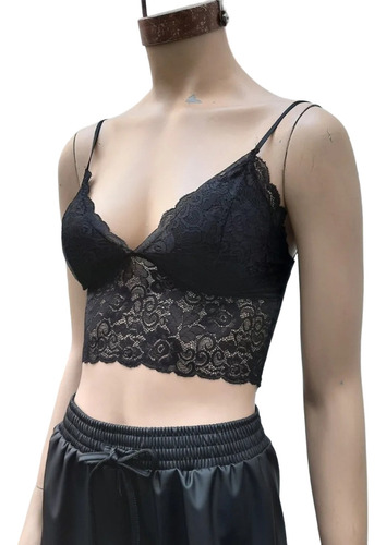 Top Bralette Clasico De Encaje Con Tazas Push Up