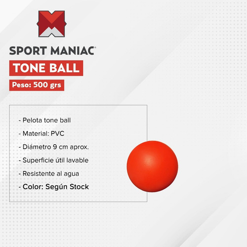 Imagen 2 de 4 de Pelota Con Peso Tone Ball 500 Gr Sport Maniac