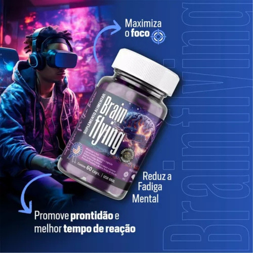 Brain Flying Nootrópico 60 Capsulas - Original Sem Sabor