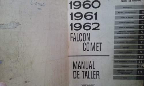 Manual De Taller: Ford Falcon Y Mercury Comet 1960/61/62