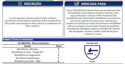 Luva Multitato Tátil Volk Eletricista Mecânico Multiuso Eg