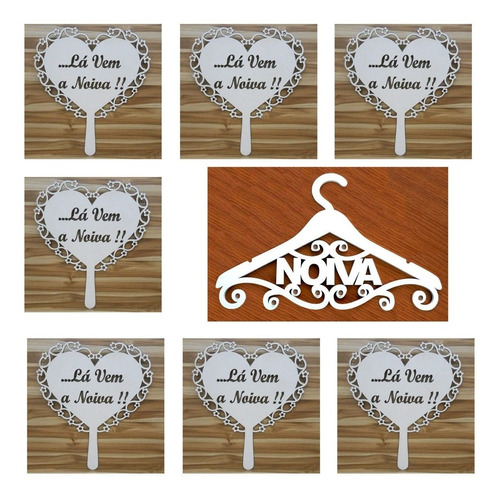 Kit 7 Placas Casamento Mdf + Cabide Cabide Da Noiva