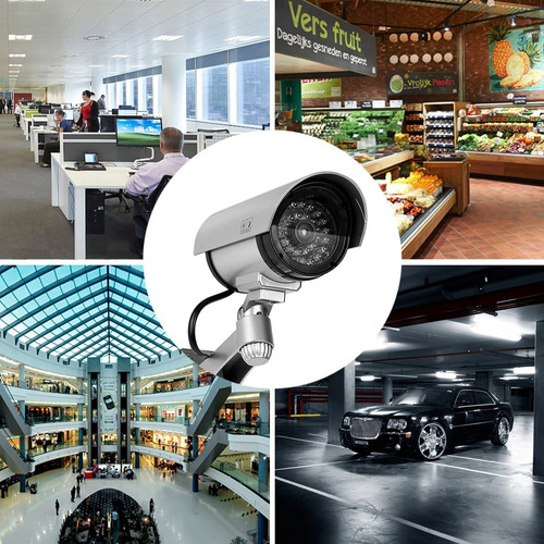 Camara Seguridad Falsa Exterior Con Luz Led Vigilancia