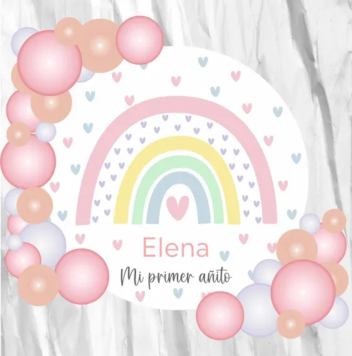 comprar Fondo Banner Candy Bar Circular Arcoíris Rosa 100x100cm