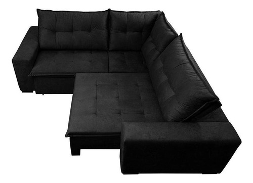 Sofá Canto Retrátil Reclinável Cama Inbox Oklahoma Preto