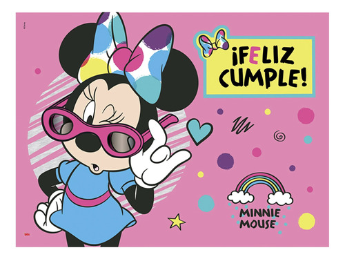 Afiche Cumpleaños Minnie 50 X 40 Cm Cotillón Oficial