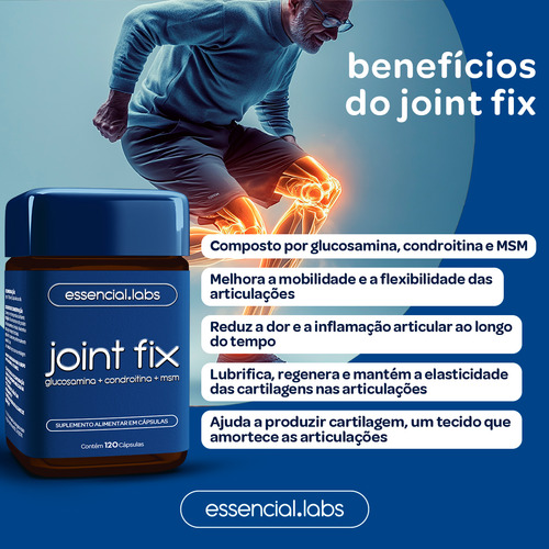 KIT JOINT FIX com GLUCOSAMINA, CONDROITINA e MSM - 120 Cápsulas + TRI MAGNÉSIO contendo MAGNÉSIO DIMALATO, MAGNÉSIO BISGLICINATO e ÓXIDO DE MAGNÉSIO - 60 Comprimidos