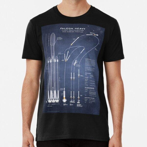 Remera Spacex Falcon Heavy Spaceship Nasa Rocket Blueprint E