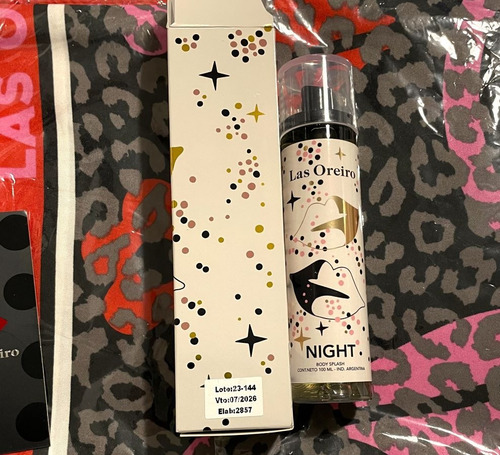 Pañuelo Las Oreiro + Splash + Bolsa De Tela Negro Estampado Unico