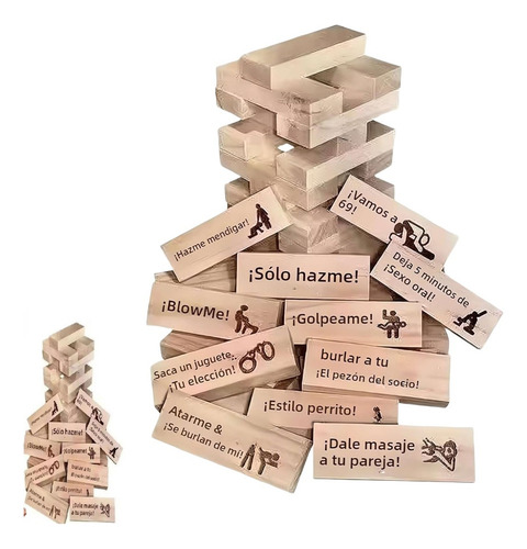 Js Juego Naughty Block Tower De 48 Piezas, Juegos De Madera
