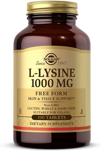 L-lisina 1000 Mg Solgar 100 Tabletas