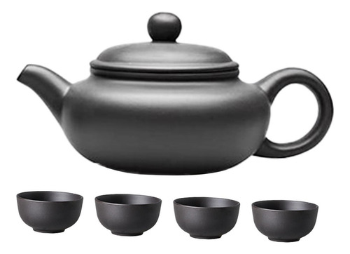 Tetera De Kung Fu, 4 Tazas De Té Con Tapa, 400 Ml Negro